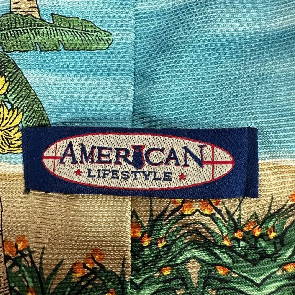 American Lifestyle Mens Tropical Parrot Tiki Bar Beach Theme Necktie Silk Blend